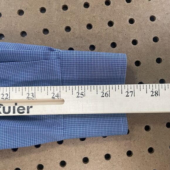 Eton Contemporary LS Button Up Shirt Mens Size 17.5/44 Navy Blue Plaid Romania - Picture 8 of 8